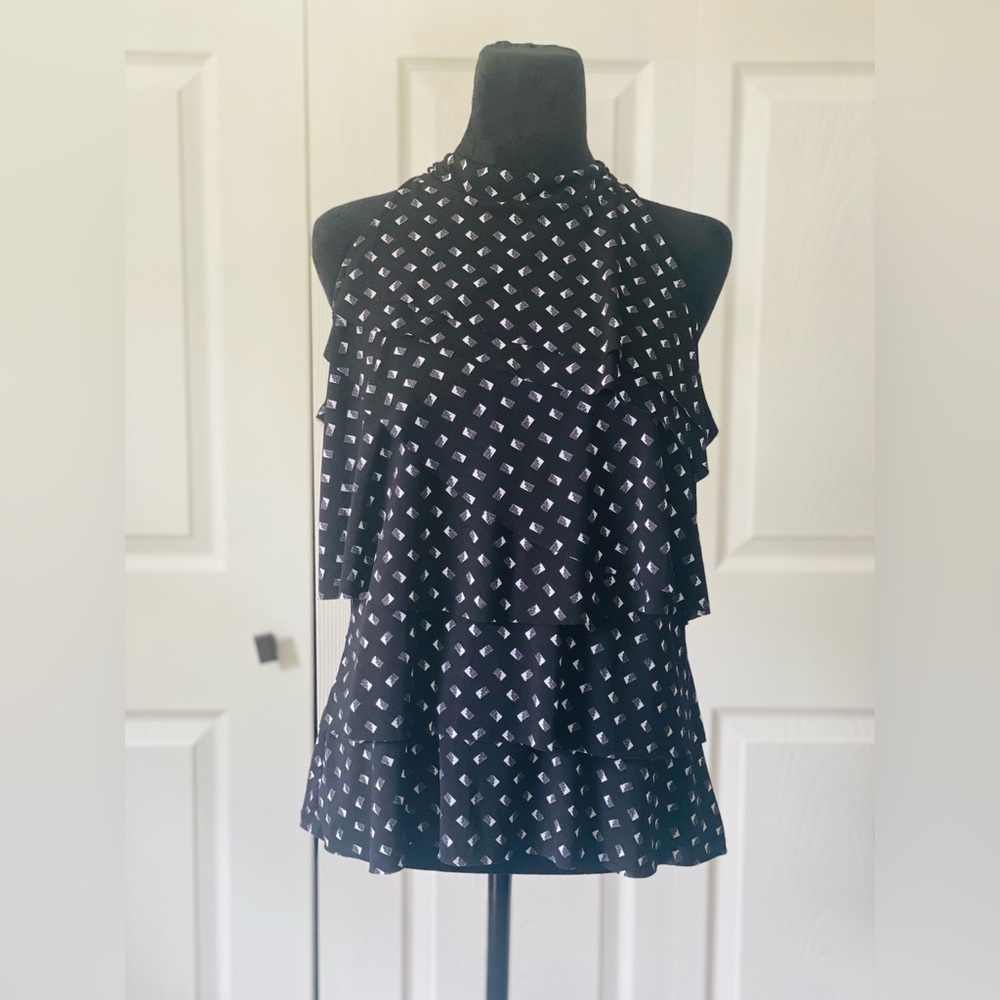 🌸 3 for $12 Worthington Halter Blouse With Front Ruffles Size L - Picture 6 of 6